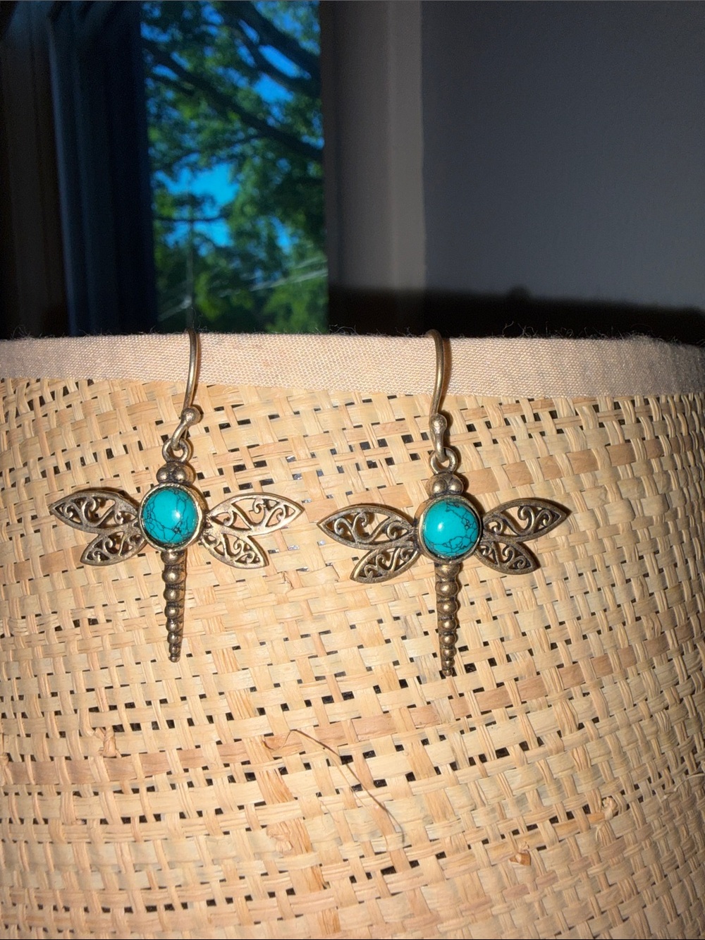Turquoise Dragonfly Dangle Earrings